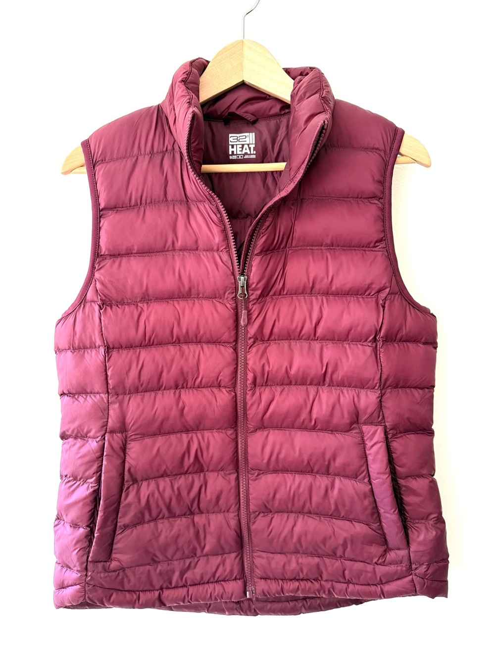 32 Degrees Heat Puffer Vest Maroon Quilted Lightweight S Cabincore Gorpcore Cozy